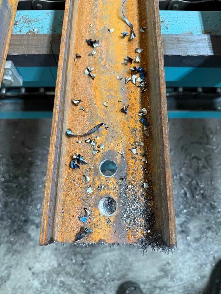 holes drilled in three axes in heavy-duty steel sections